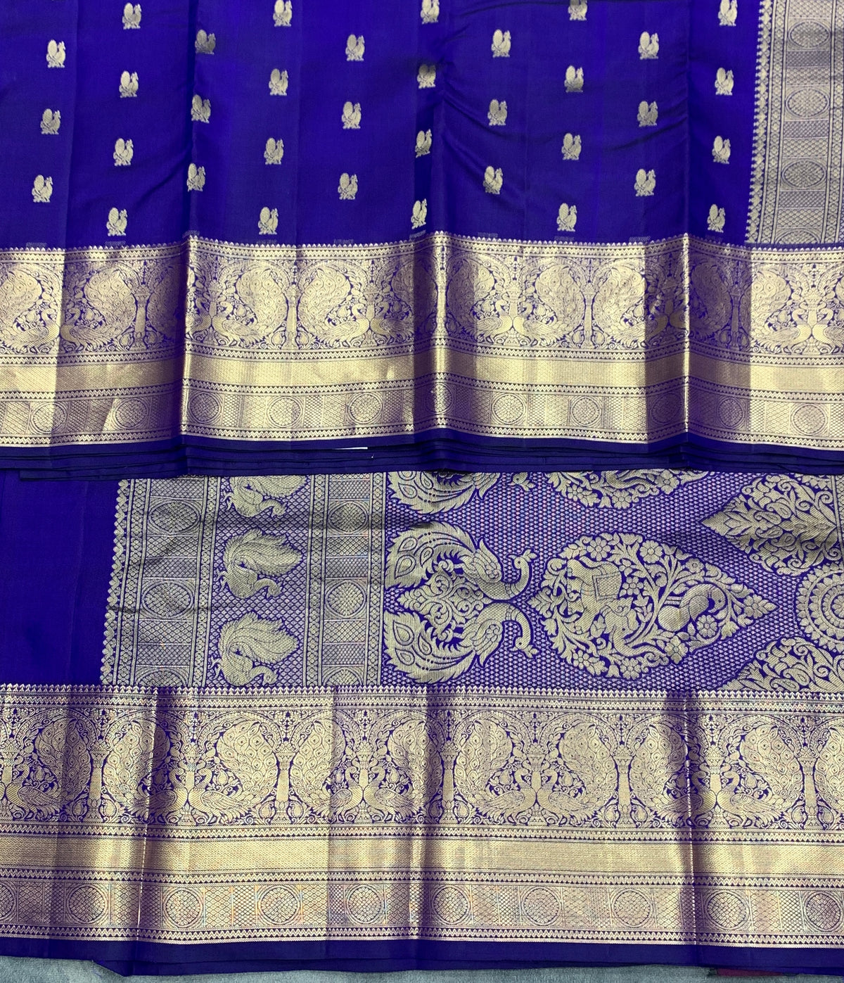 Pure Kanchipuram Silk Saree Violet Colour with Golden zari Border