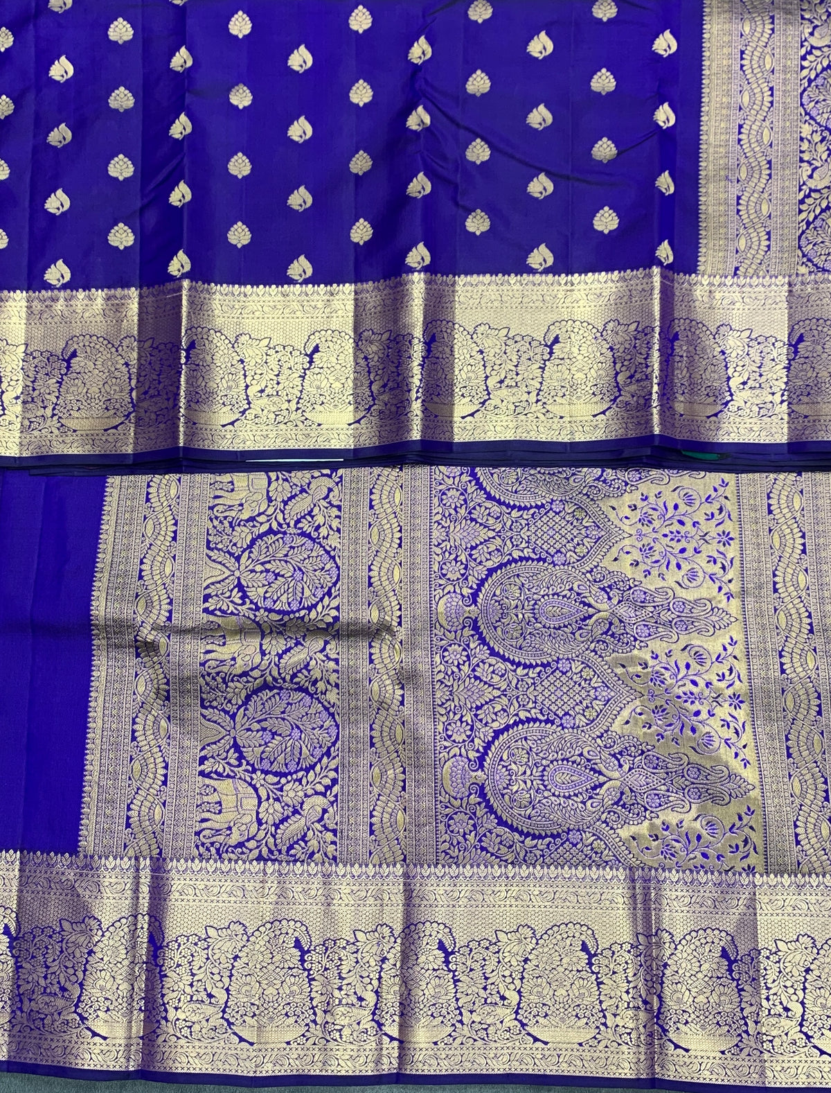 Pure Kanchipuram Silk Saree Violet Colour with Golden zari Border