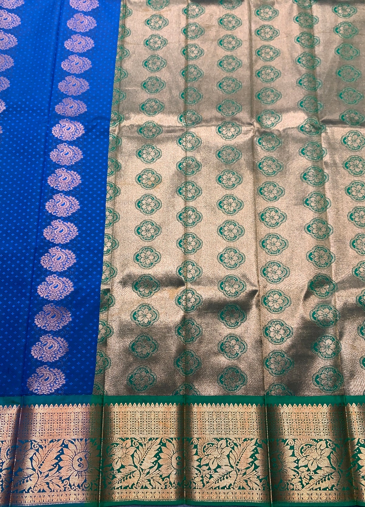 Vegan Silk Saree Blue Colour Saree with Copper Border