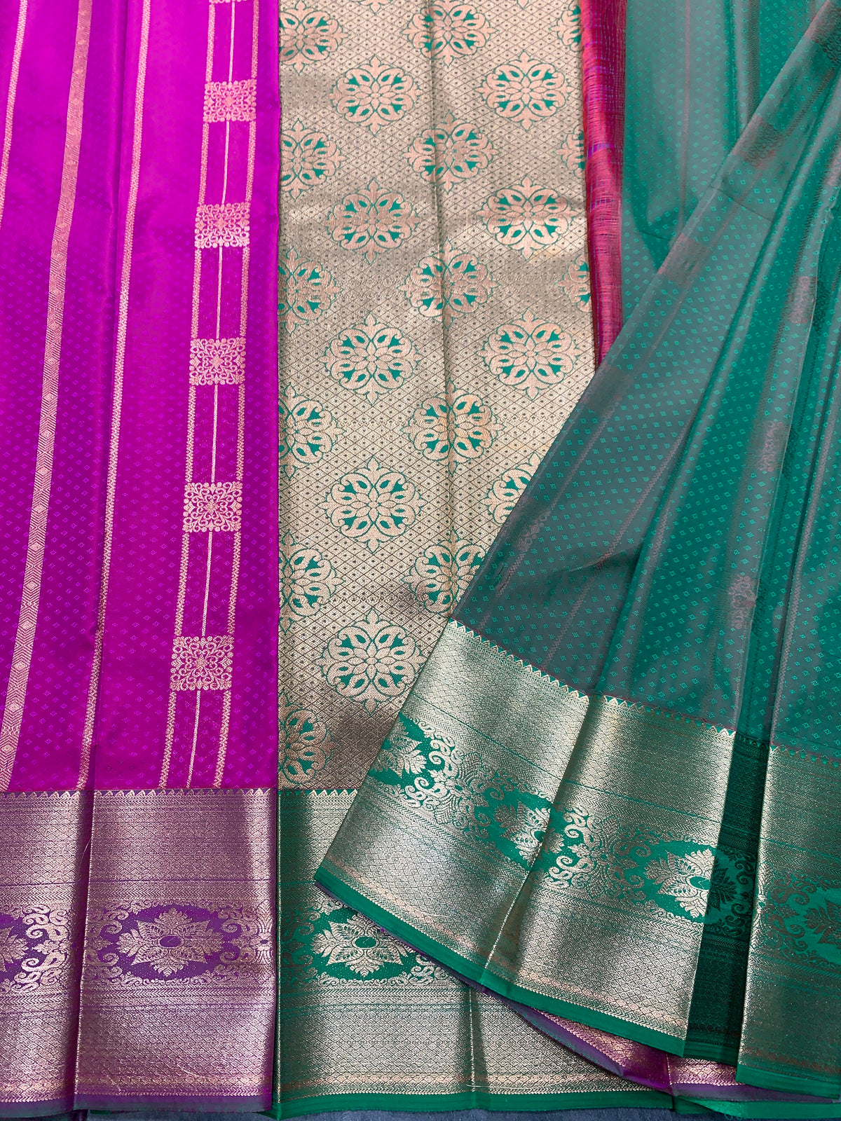 Vegan Silk Saree Pink Colour Saree with Copper Border