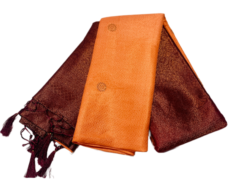 Soft Silk Saree Salmon Colour with Brown Pallu
