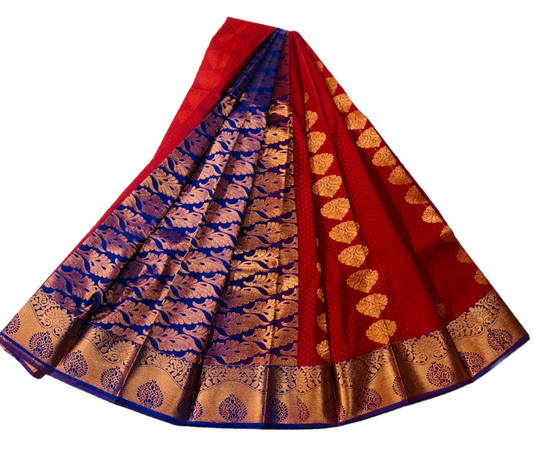 Maroon shade Soft kanchi pattu with Copper and Violet Border