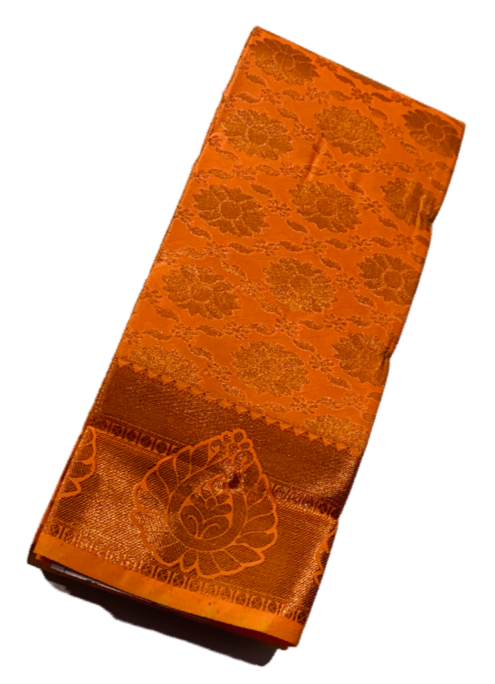 Peach shade Soft kanchi pattu with Floral design