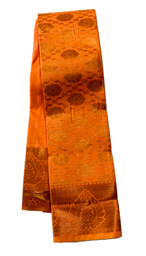 Peach shade Soft kanchi pattu with Floral design