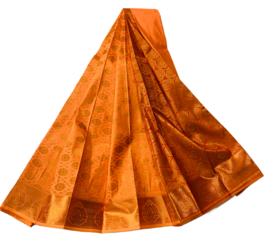 Peach shade Soft kanchi pattu with Floral design