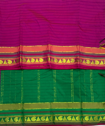 Arani Silk Saree Pink Colour with Orange Border with Mango Design