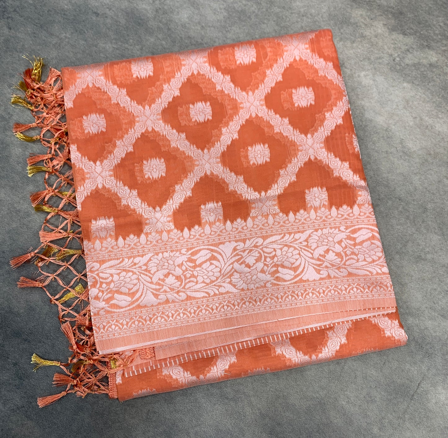 Banaras Katan Saree Brown Colour with Katan Work Border