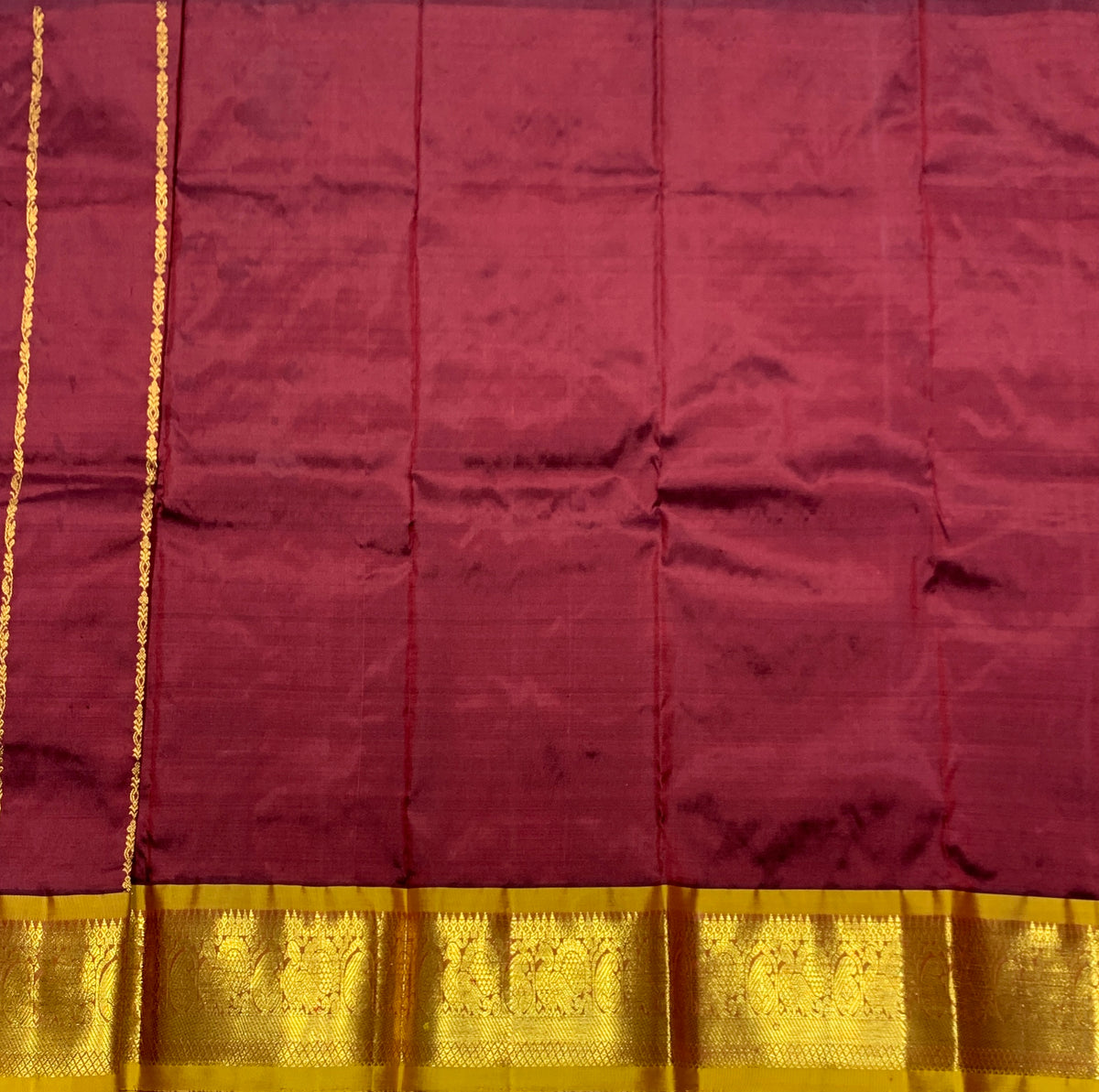 Brown Shade Pure Kanchipuram Kids Pattu Pavadai with Contrast Border for Newborn to 2 Years