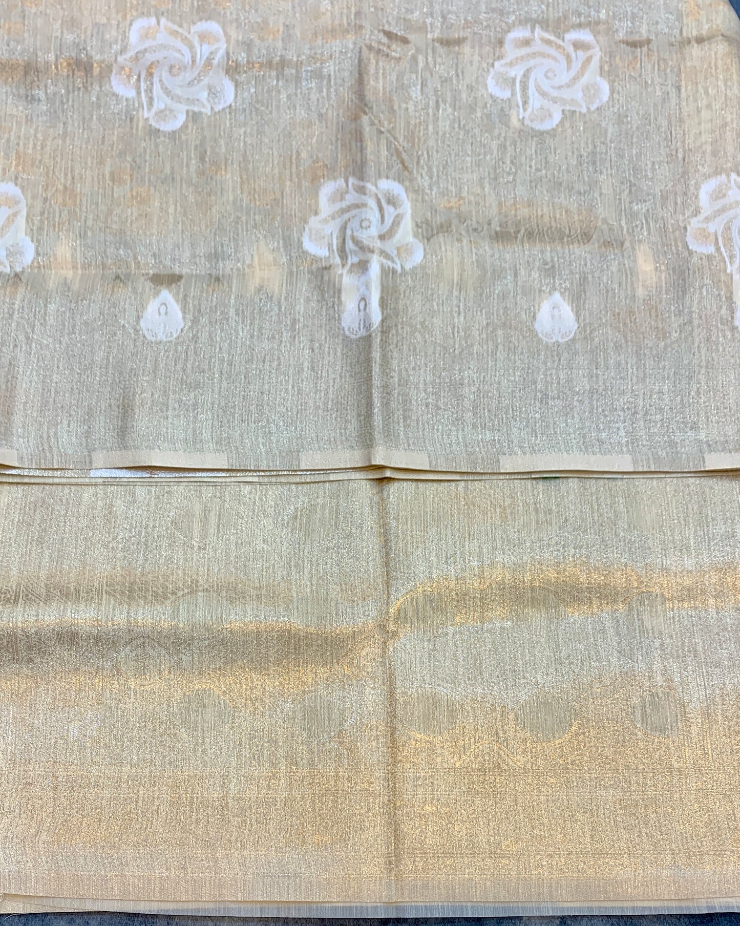 Banaras Katan Saree Tussar Colour with Katan Work Border
