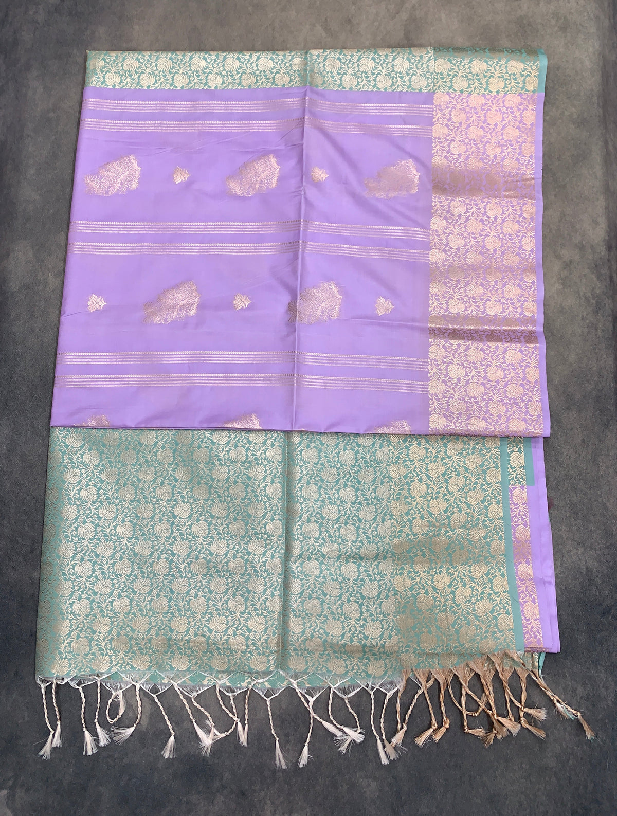 Art Silk Saree Lavender Colour with Sliver Zari Border