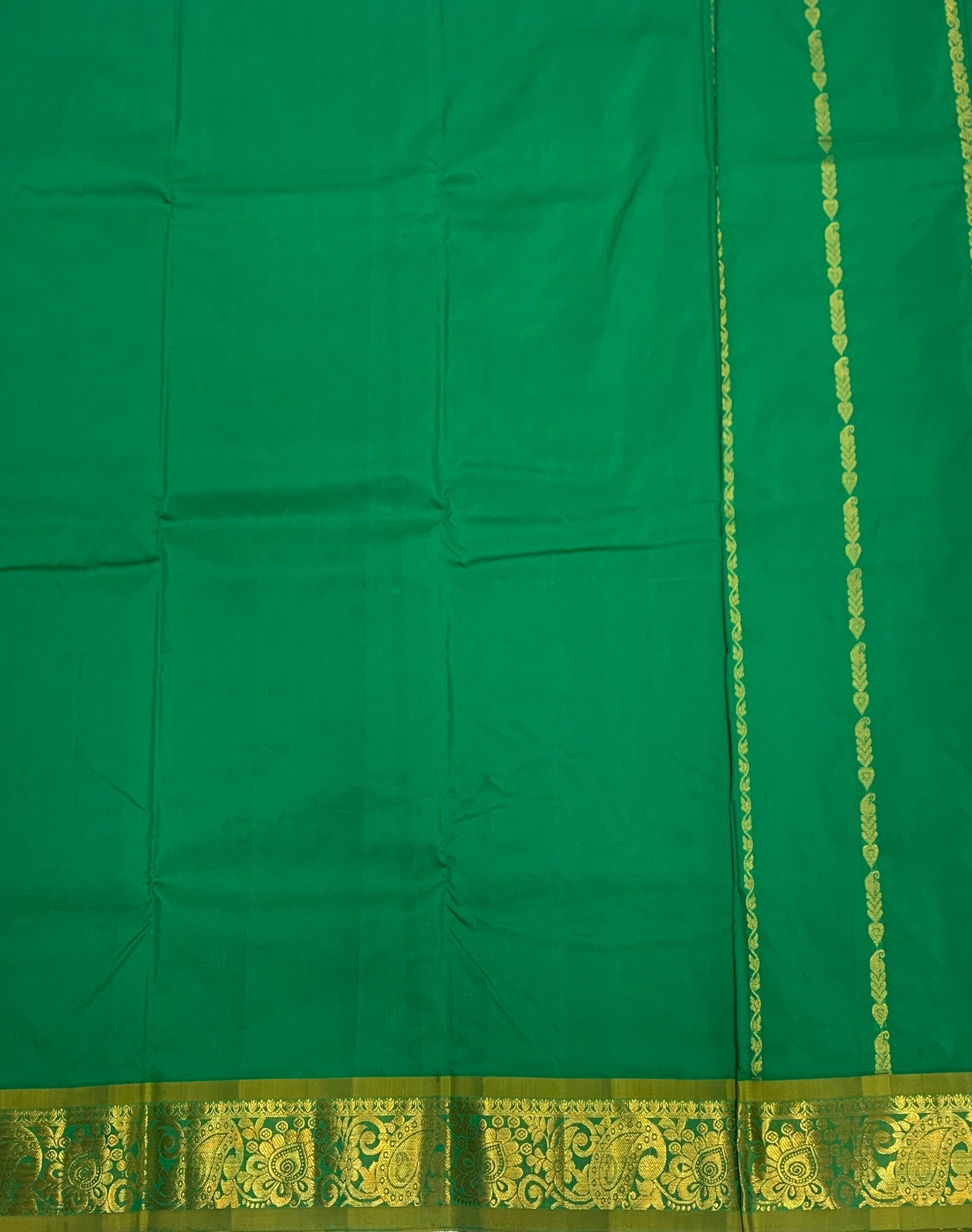 Green shade Semi silk Kids Pattu Pavadai with Contrast border for age 5 to 10