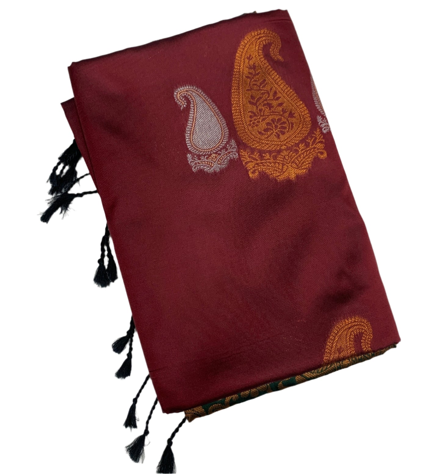 Soft Vegan Silk Saree Brown Colour with Border less