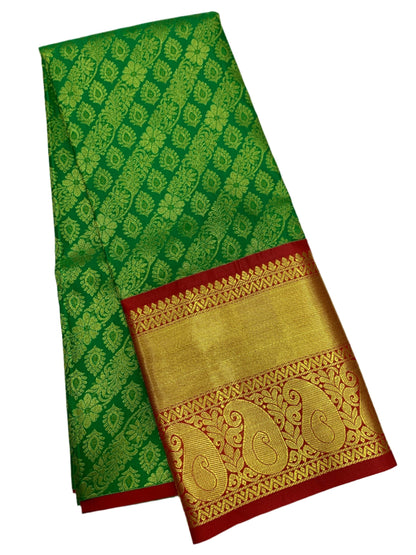 Light Green shade Vegan Silk Kids Pattu Pavadai with Contrast border for age above 10 years