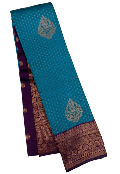 Art Silk Saree Sky Blue Colour with Magenta Border