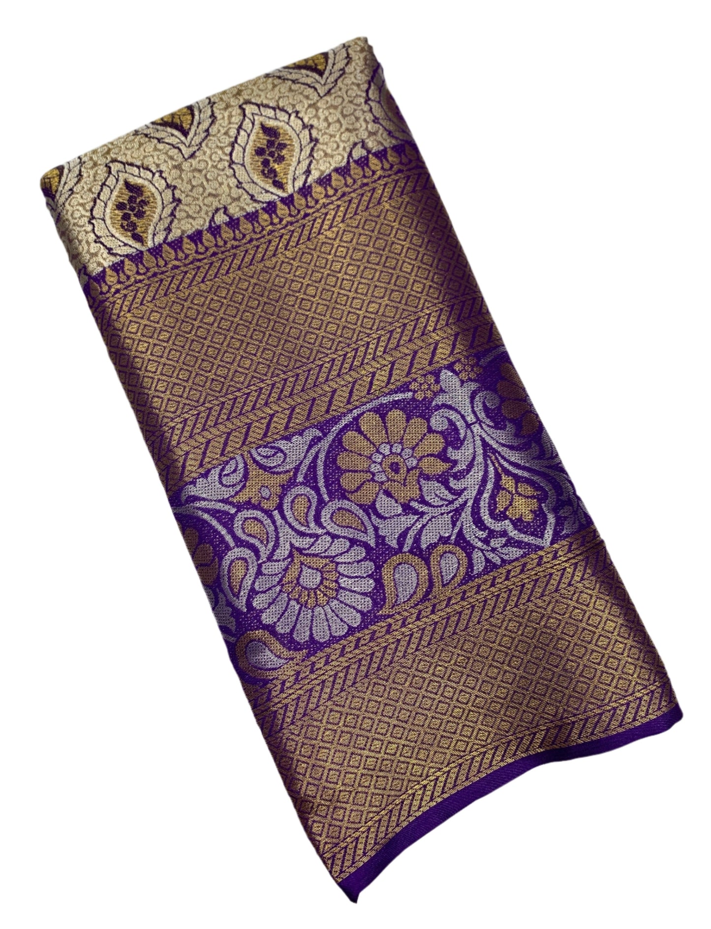 Fancy Tissue Saree Golden Colour with Blue Border