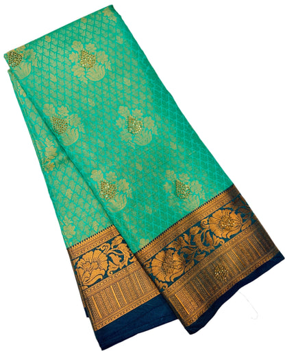 Art Silk Saree Sapphire Shade with Blue Border