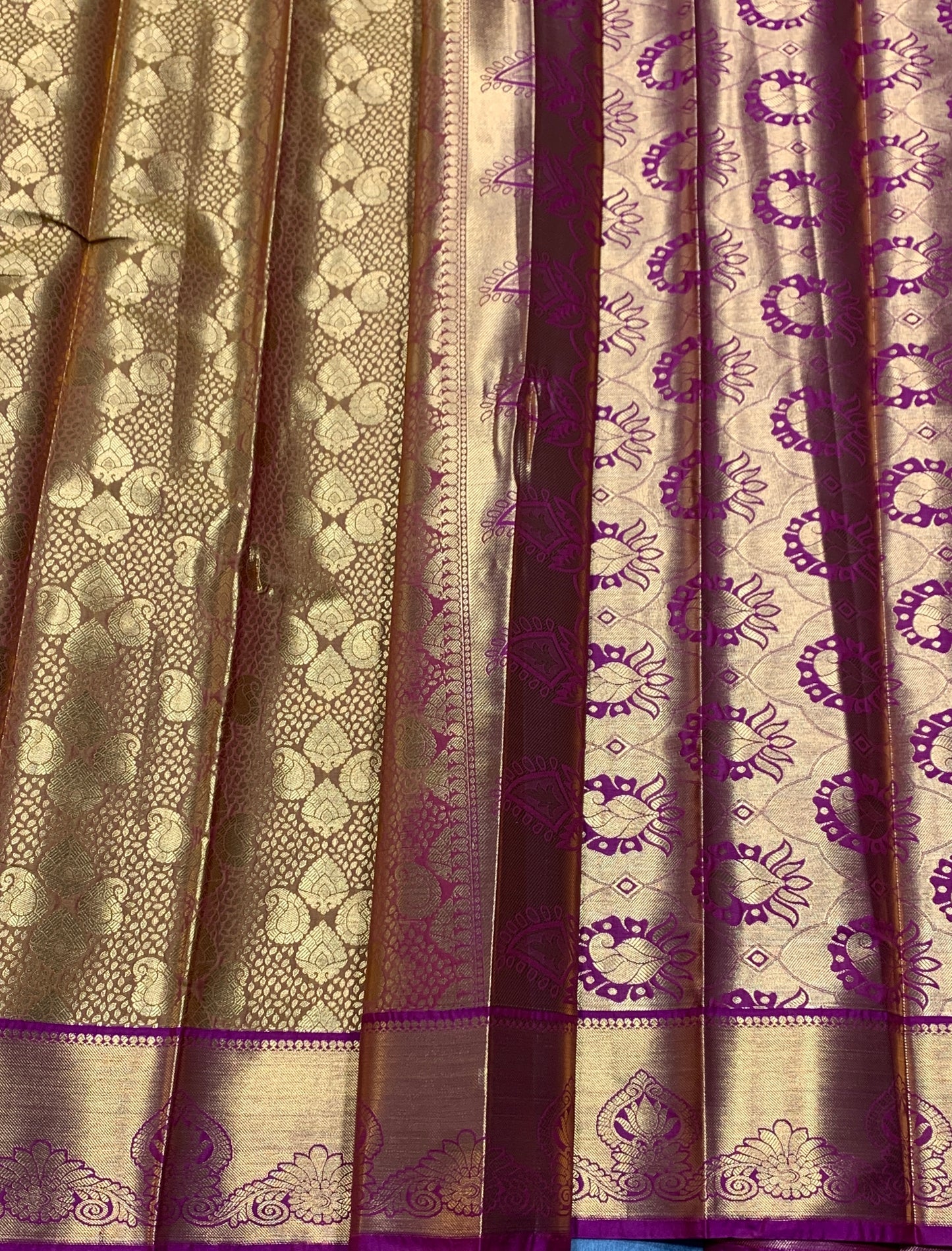 Vegan Silk Saree Golden Yellow Colour with Pink and Copper Border