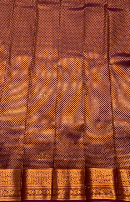 Vegan Silk Saree Brown shade with Copper and Brown Border