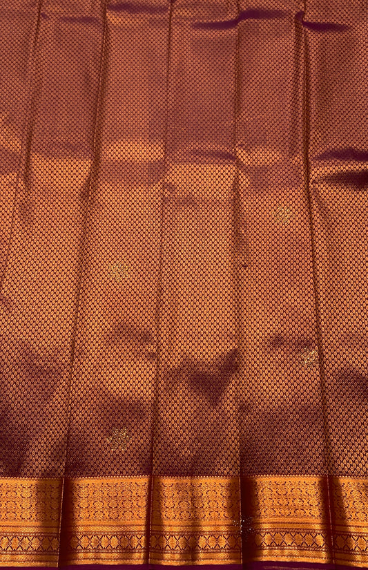 Vegan Silk Saree Brown shade with Copper and Brown Border