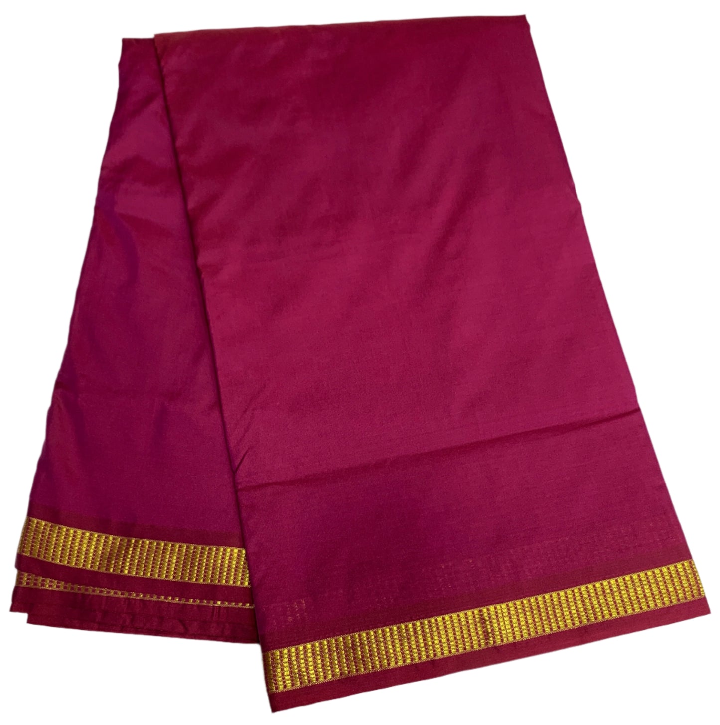 9 yards Vegan Silk Saree Rich Maroon Colour with Golden Border