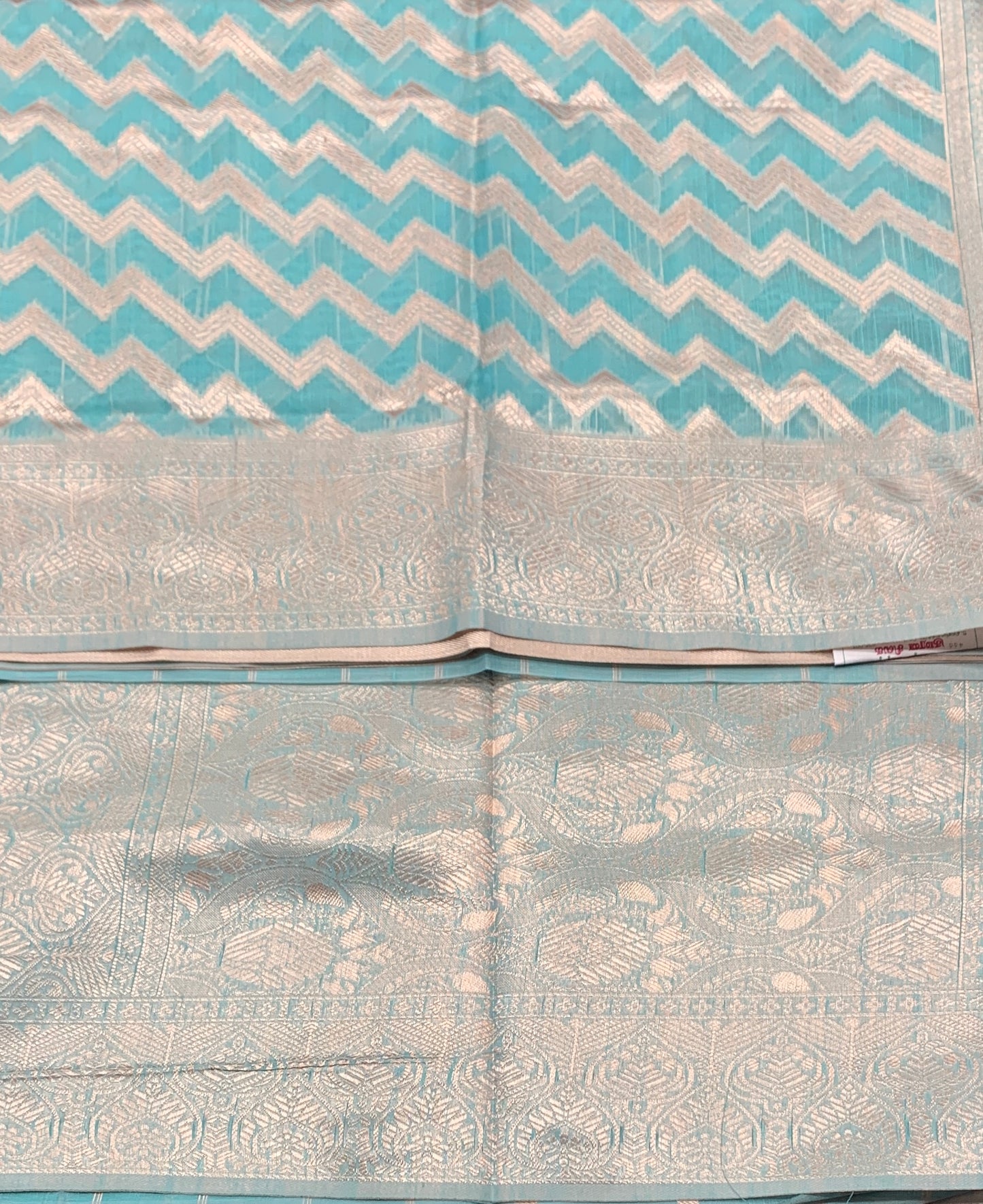 Banaras Katan Saree Sky Blue Colour with Katan Work Border