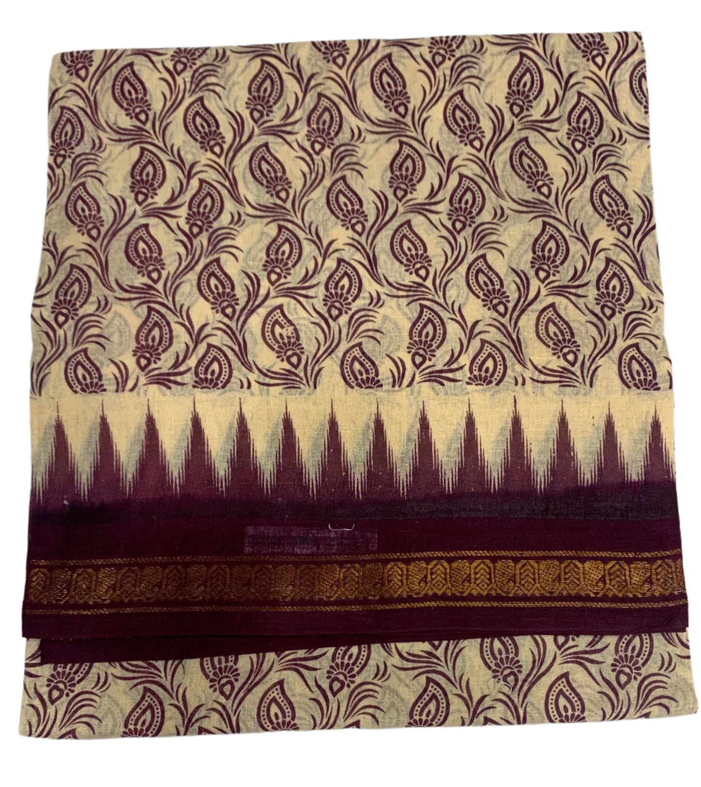 Chettinad Sungudi Cotton Tussar Colour with Brown Border