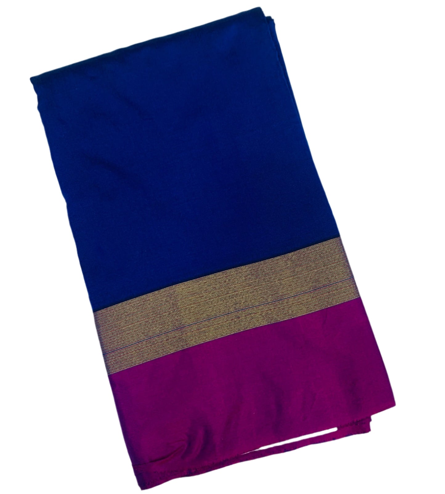 Arani Silk Saree Blue Colour with Pink Border and Golden Zari