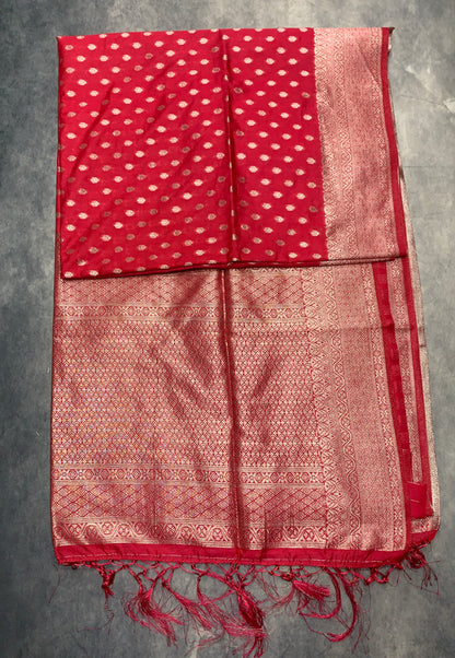 Soft Silk Casual Saree Tomato Pink Colour with Sliver Colour Border