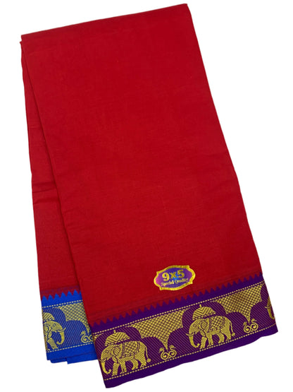 Red Colour Cotton Dhoti 9X5