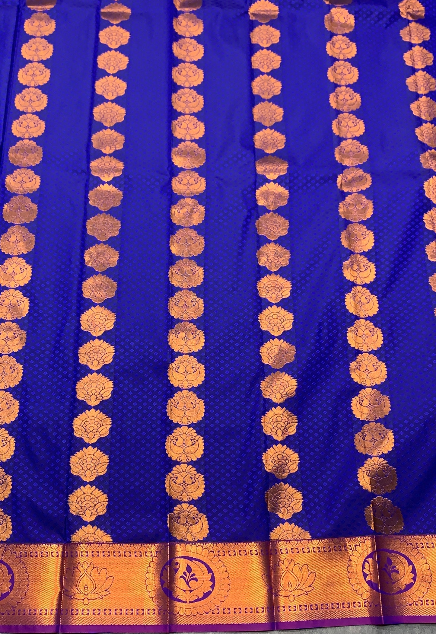 Vegan Silk Saree Ink Blue Colour Saree with Copper Border