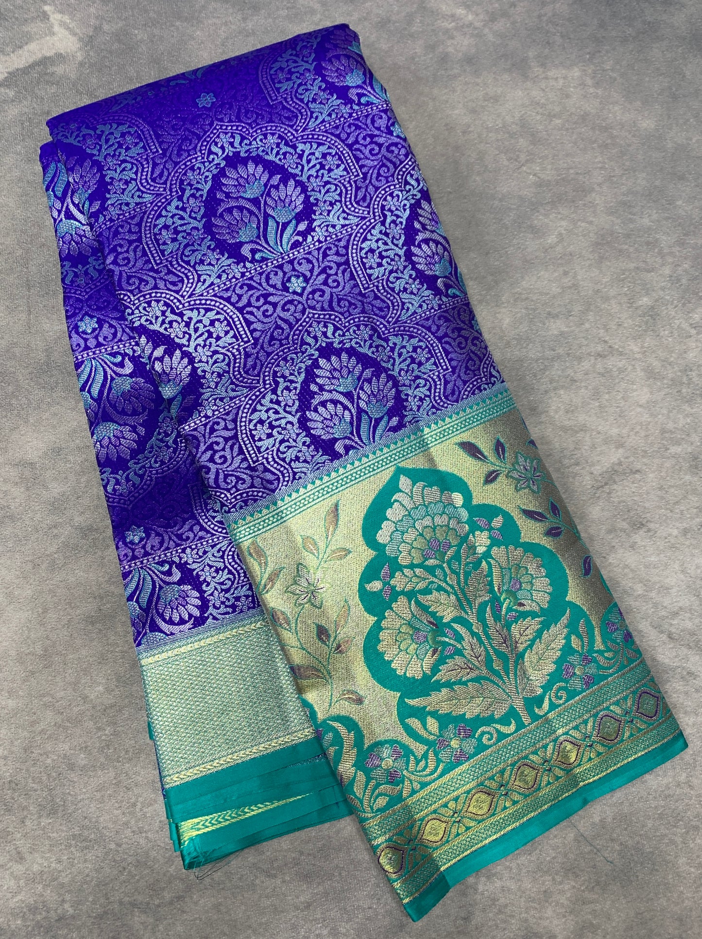 Blue Colour Soft Kanchi Tissue Pattu Saree with Large Sapphire Border