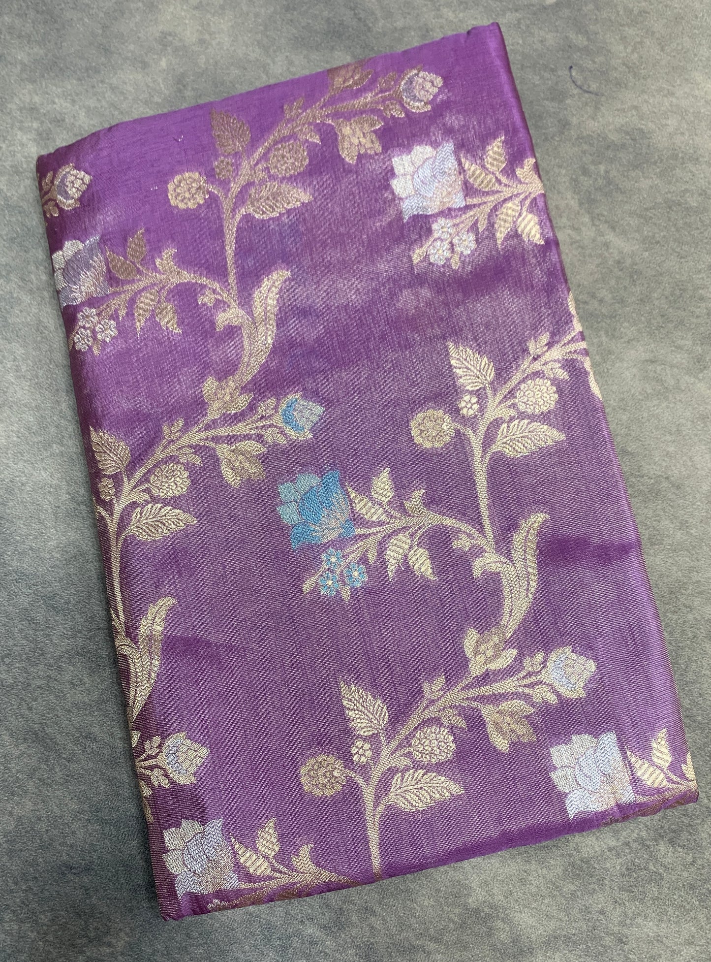 Meenakari Banaras Tissue Silk Saree Purple Colour