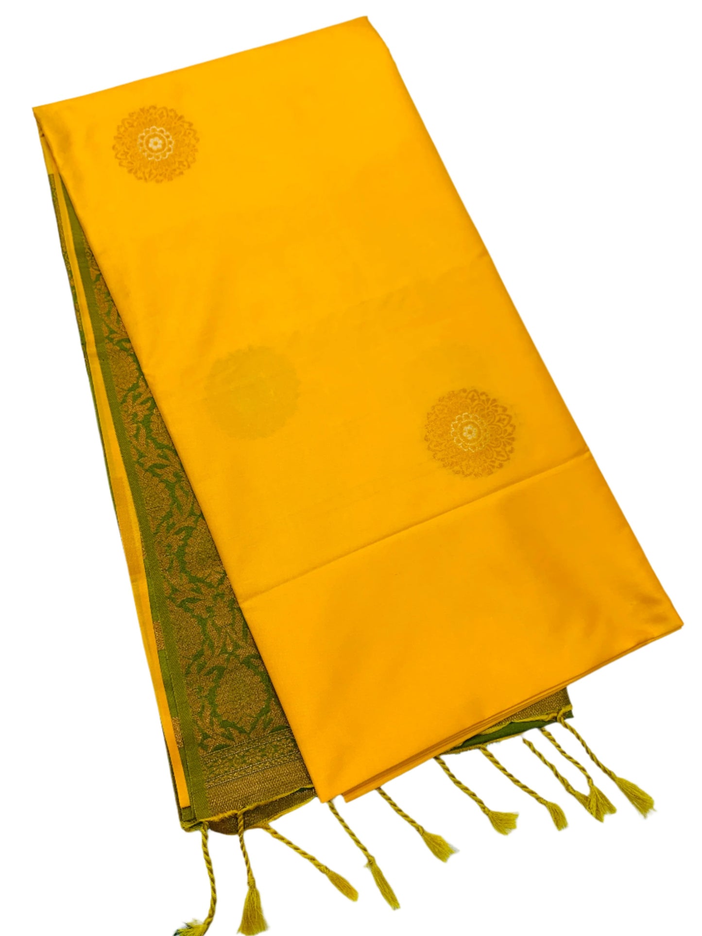 Soft Vegan Silk Saree Yellow Colour with Border Less