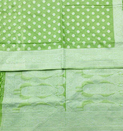 Banaras Katan Saree Light Green Colour with Katan Work Border