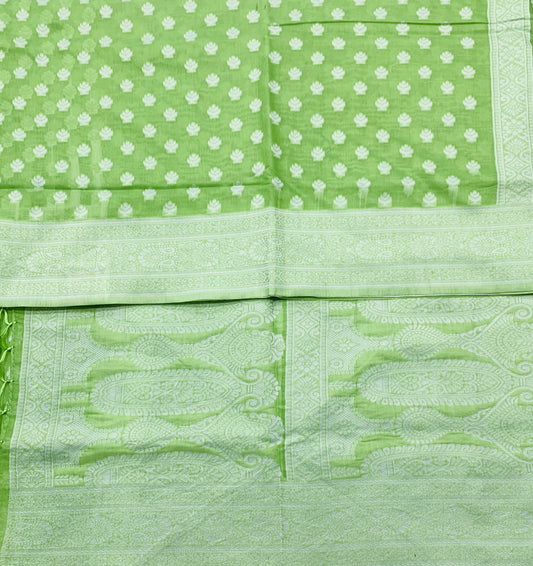 Banaras Katan Saree Light Green Colour with Katan Work Border