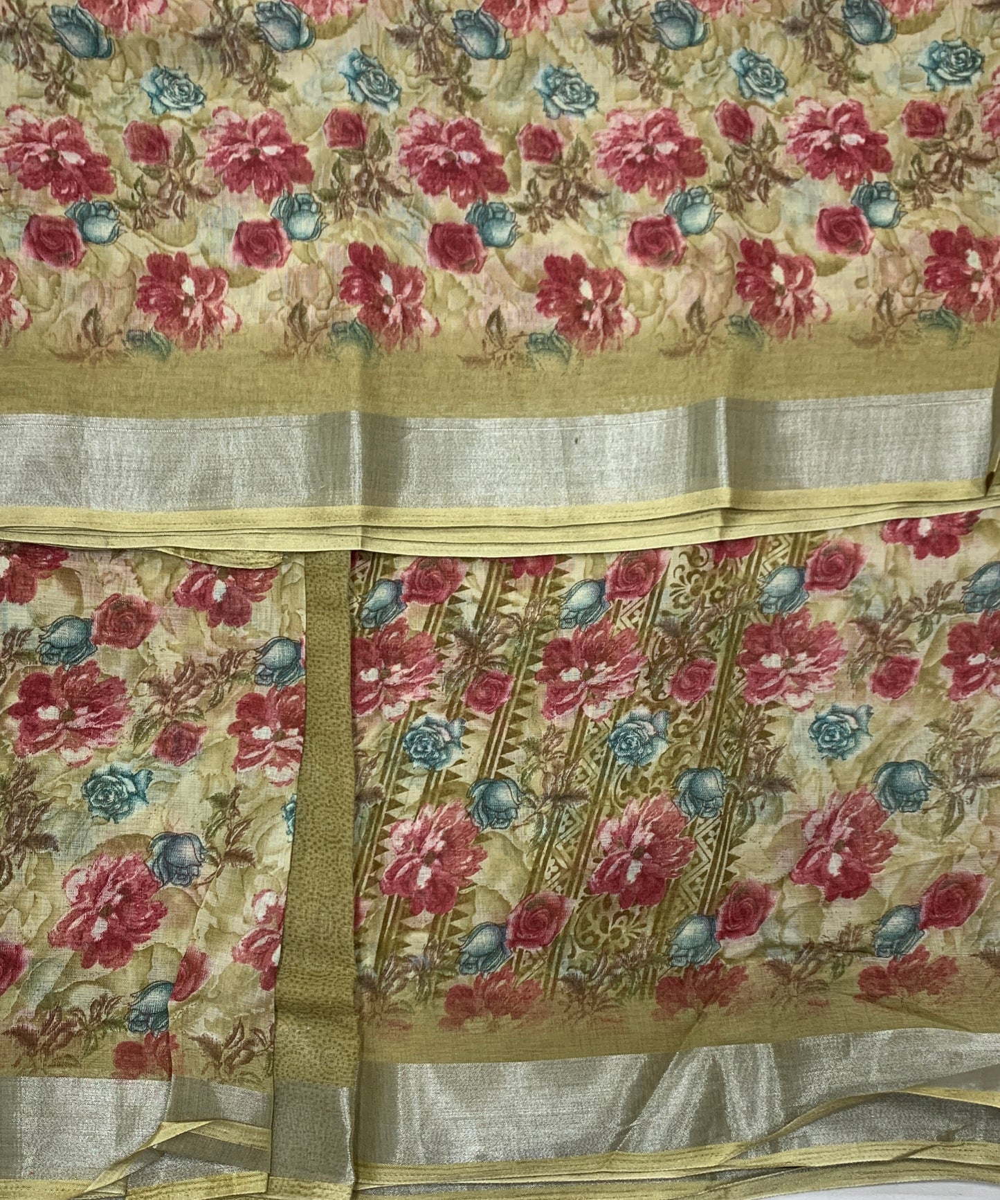 Jute Cotton Saree Mustard Shade with Thread Border