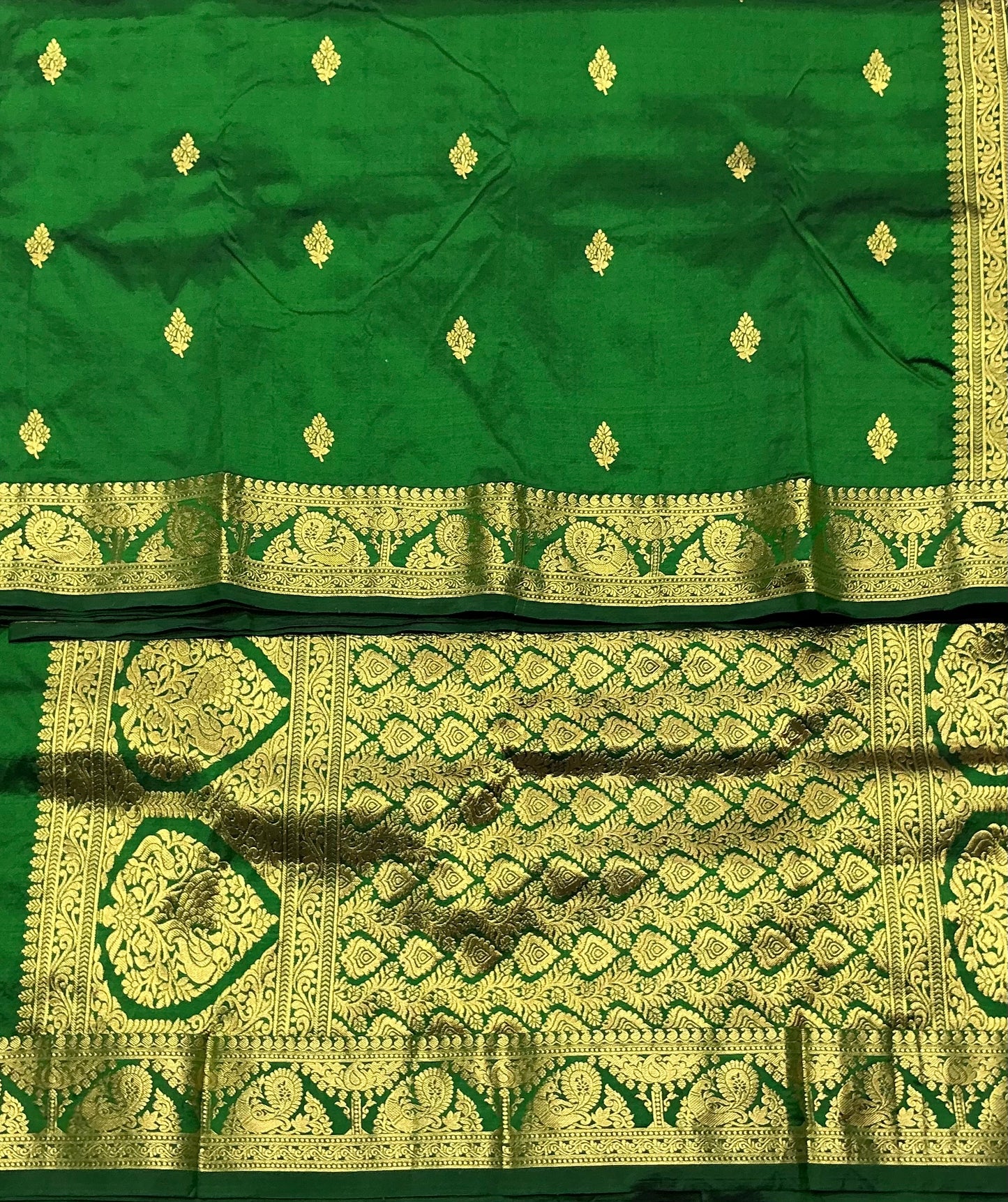 Pure Kanchipuram Silk Green Colour with Golden Border