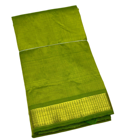 Pure Kanchipuram Silk Parrot Green Colour with Golden Zari Border