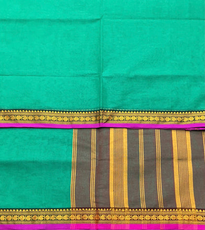 Chettinad Cotton Saree Sapphire Colour with Purple Colour with Thread Work Border