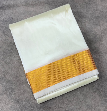 Art Silk Dhoti 8 Mulam Cream Colour with Large Border