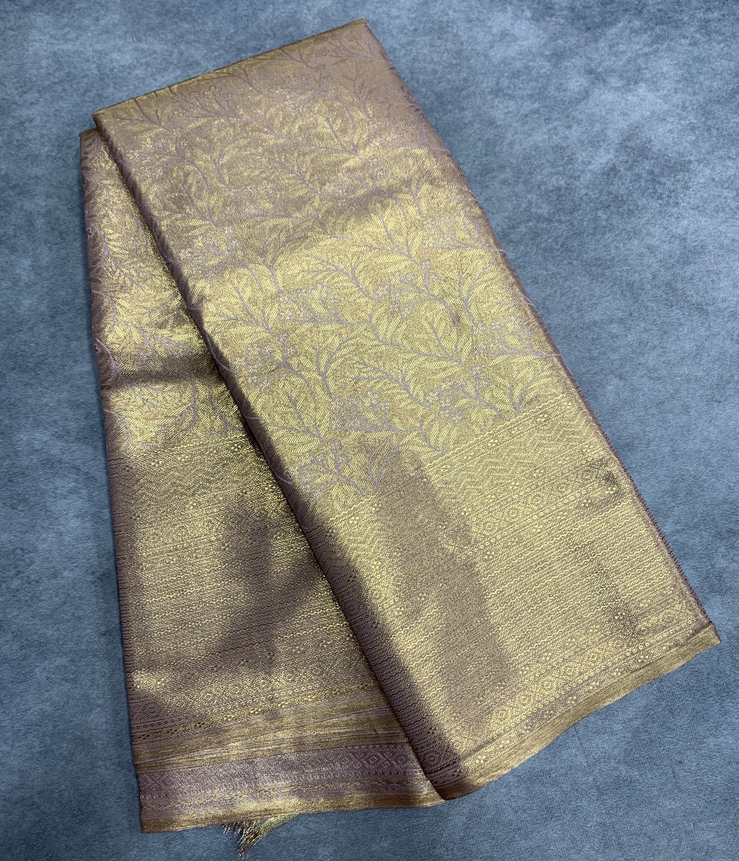 Fancy Tissue Saree Light Copper Colour with Self Design Border