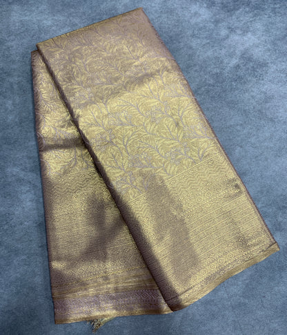 Fancy Tissue Saree Light Copper Colour with Self Design Border