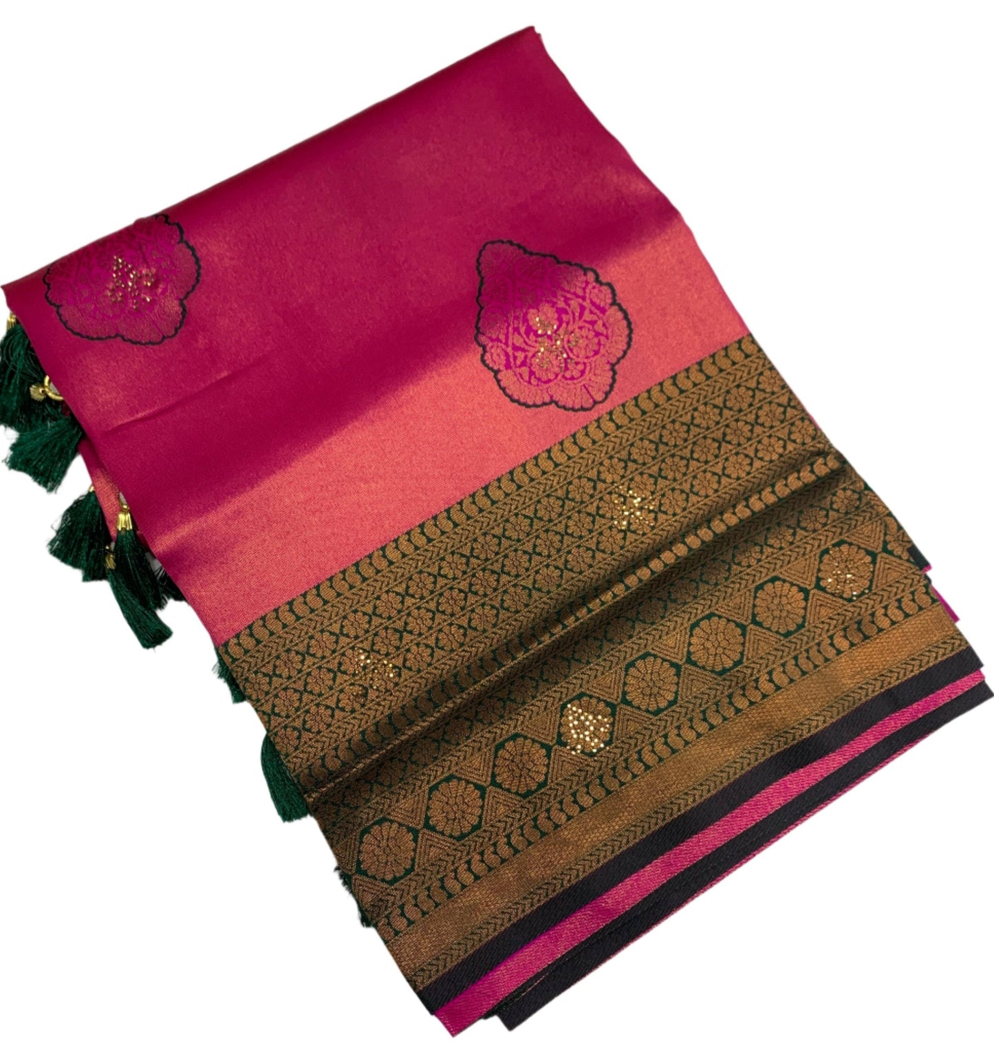 Art Silk Saree Pink Shade with Green Border