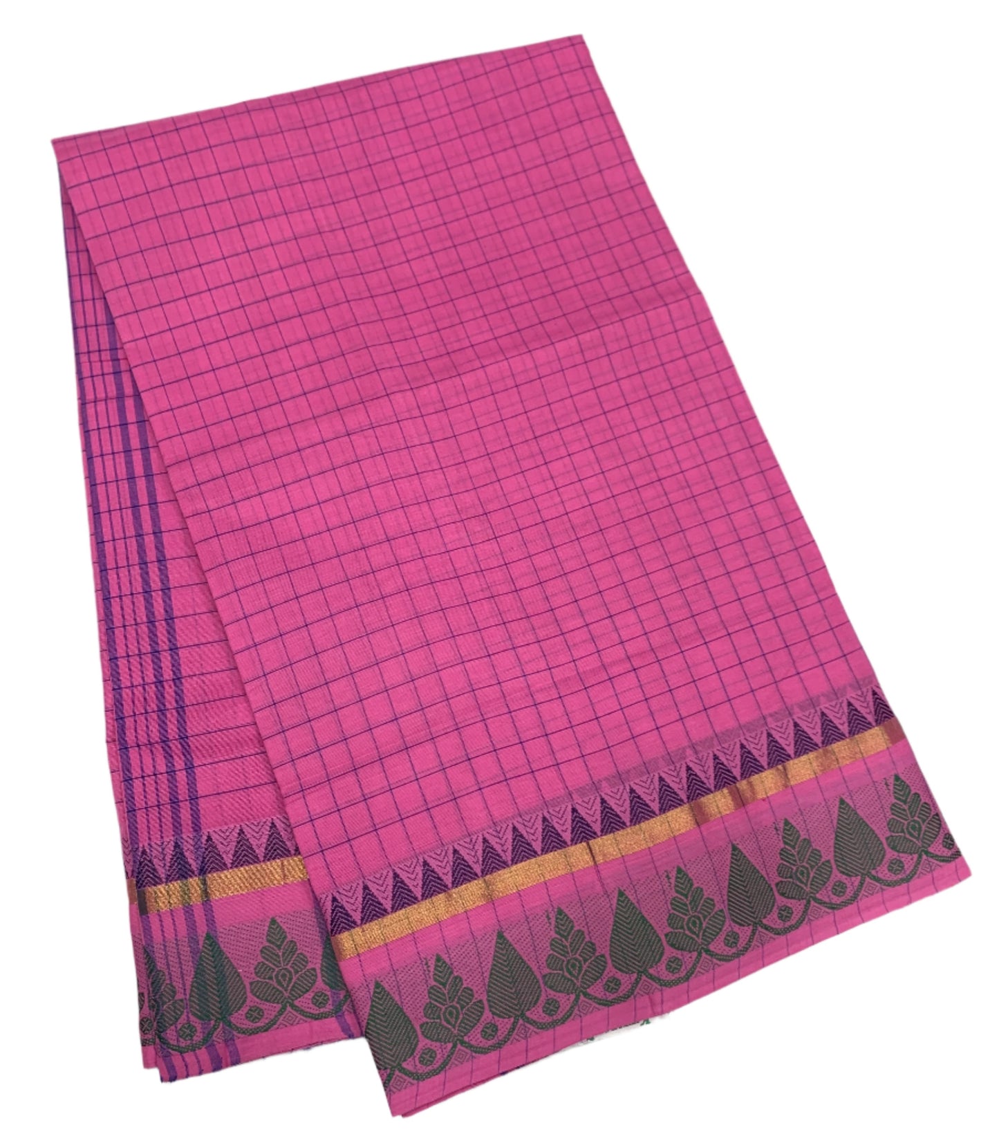 Chettinad Cotton Saree Pink Shade with Floral Design Border