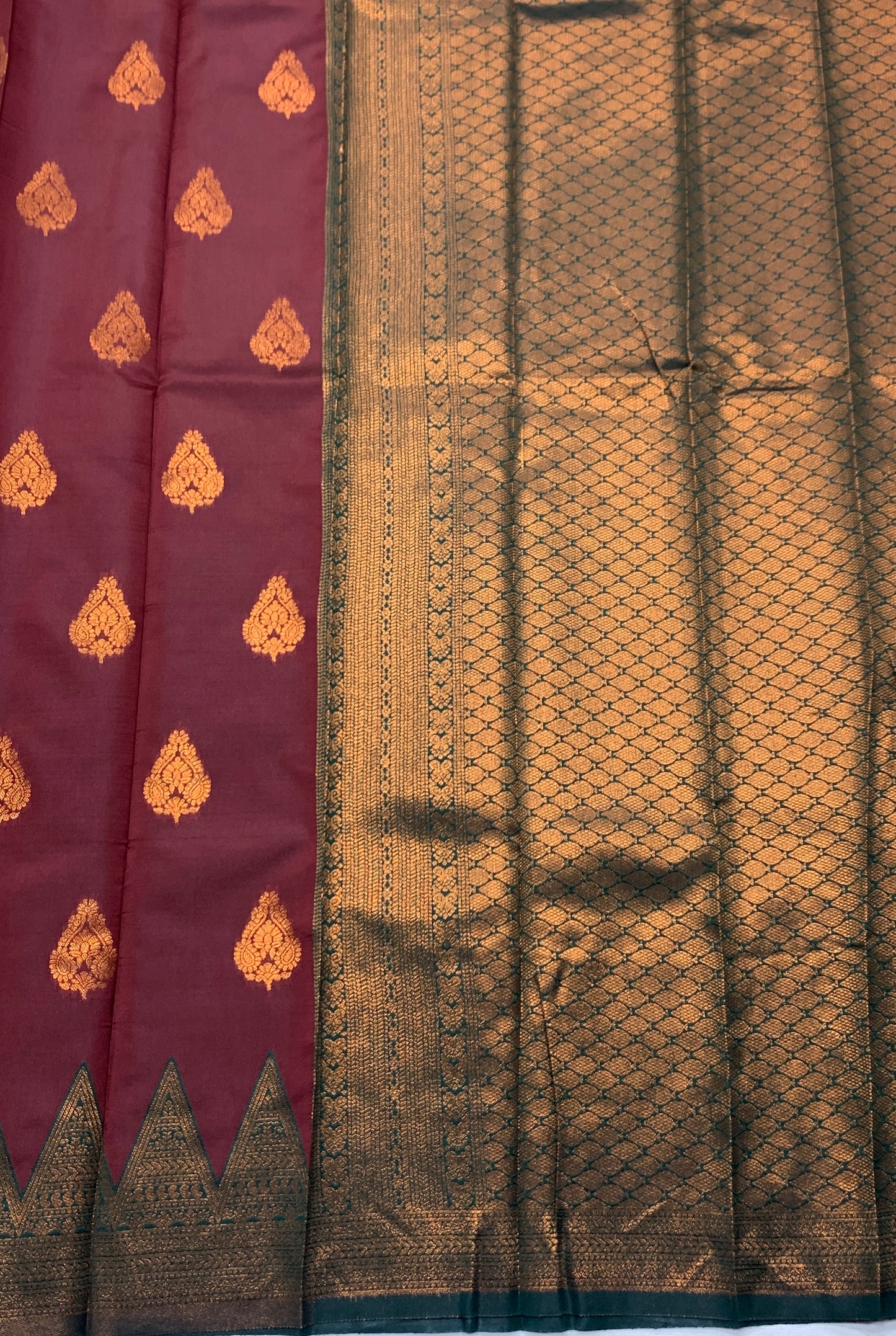 Art Silk Saree Maroon Colour with Green Border