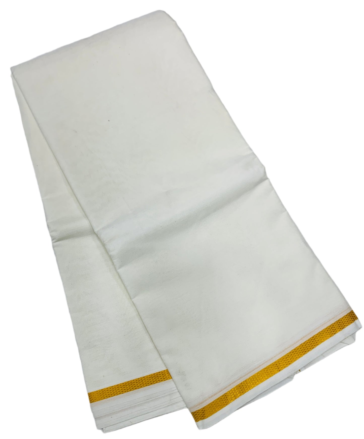 10X6 Cotton Dhoti White Colour with Golden Border