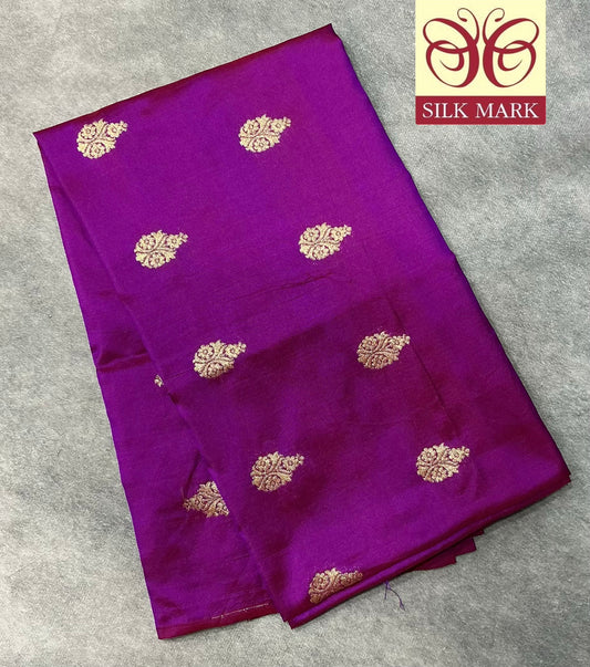 Magenta Colour Pure Silk Blouse Fabric