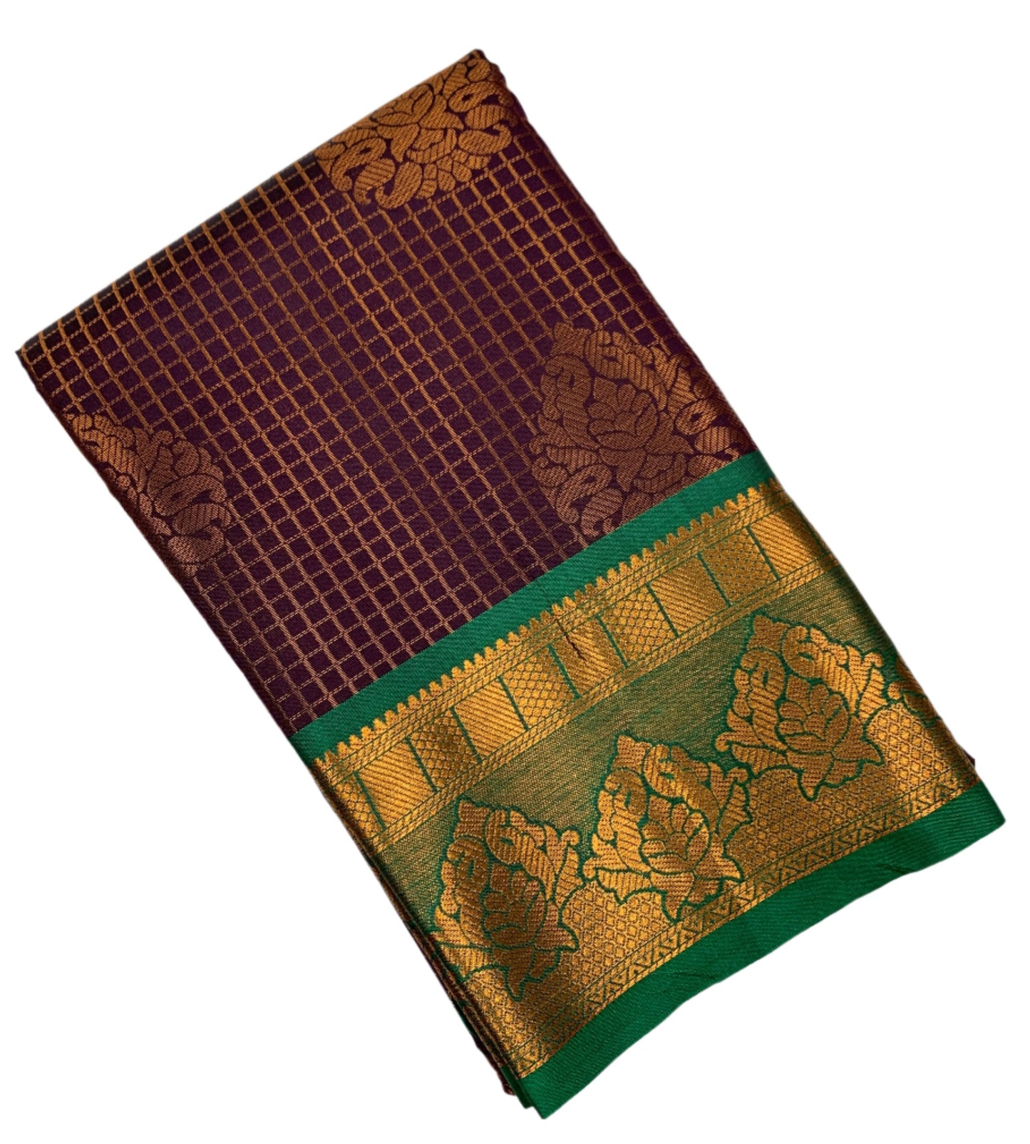 Art Silk Saree Magenta Colour with Green Border