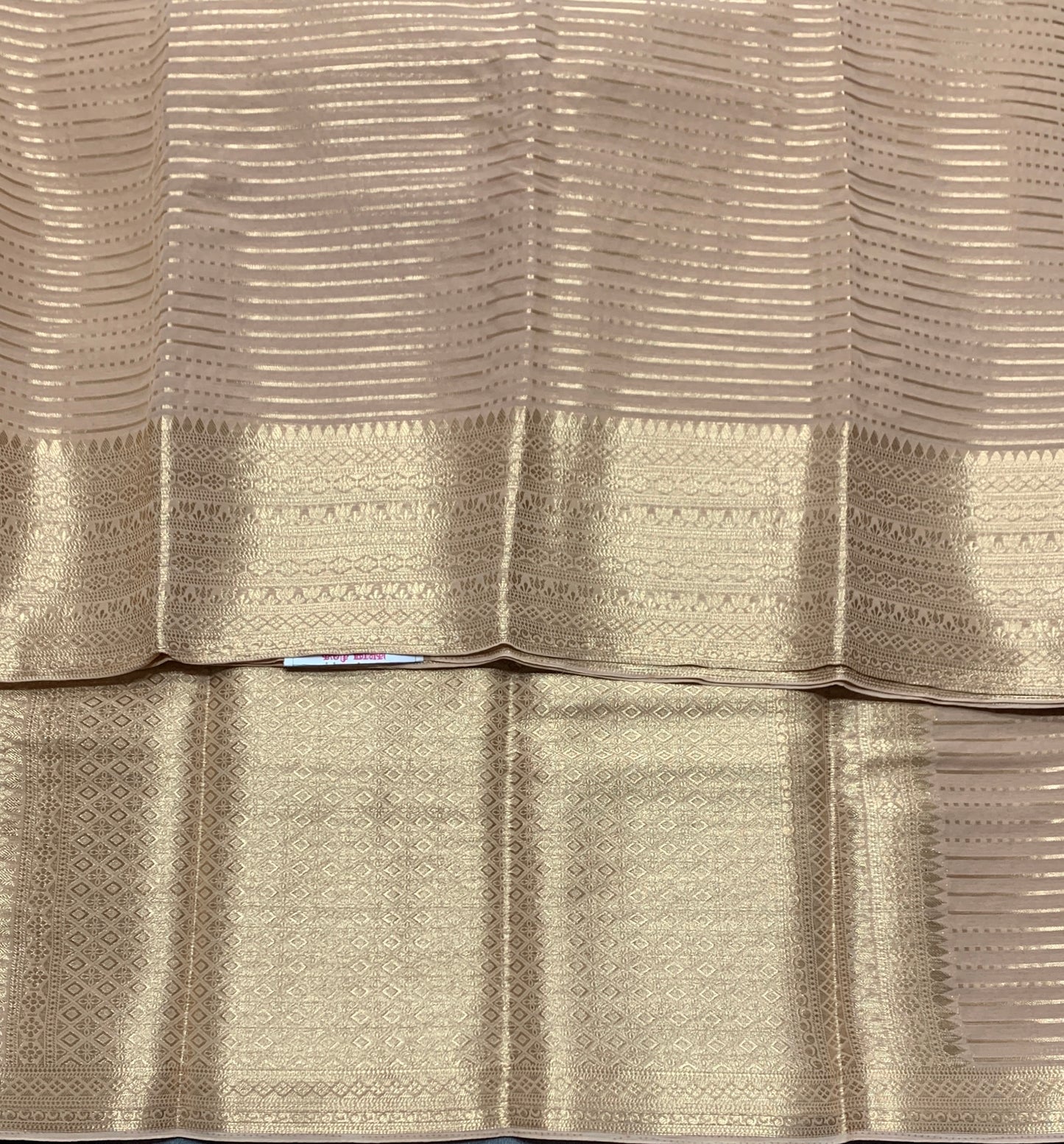 Georgette Saree Tussar Colour with Sliver Floral Design Border