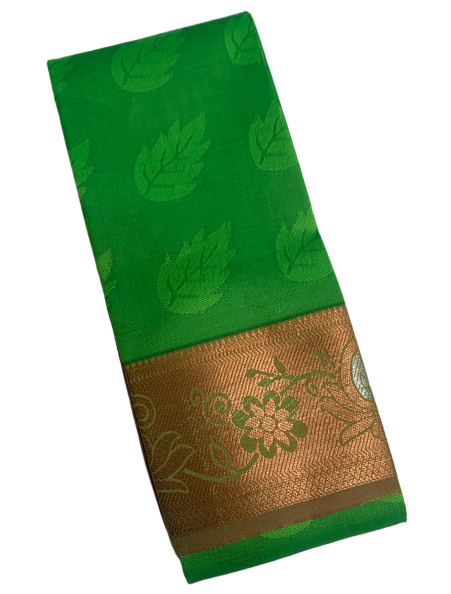 Synthetic Cotton Saree Light Green Shade with Copper Zari Border